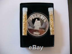 1-oz. 999 Silver Peanuts Gang Charlie Brown Dog House Sleeping Snoopy Coin+gold
