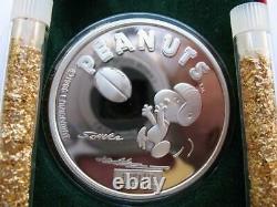 1-oz. 999 Silver Peanuts Gang Charlie Brown Snoopy Football Receiver Coin+gold
