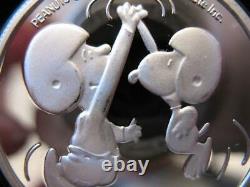 1-oz. 999 Silver Peanuts Gang Charlie Brown Snoopy Hi Five Football Coin+gold
