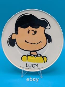 1950-1970 Peanuts Charlie Brown Snoopy Tin Toy Metal 4 Plates 4 Saucers Tray