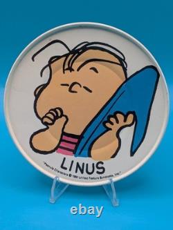 1950-1970 Peanuts Charlie Brown Snoopy Tin Toy Metal 4 Plates 4 Saucers Tray