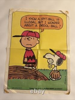 1968 Vintage PEANUTS Poster No. 5 Charlie Brown Snoopy DROOL-BALL Baseball