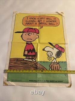 1968 Vintage PEANUTS Poster No. 5 Charlie Brown Snoopy DROOL-BALL Baseball
