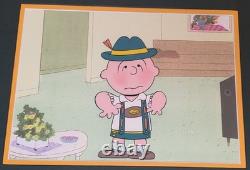 1980 Production Cel Of Charlie Brown In Liederhosen Bon Voyage Cb Coa & Framed