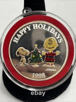 1998 Snoopy & Charlie Brown Happy Holidays. 999 1 Oz Silver Round