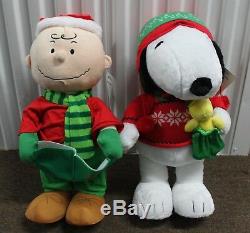 2-SET SNOOPY & CHARLIE BROWN GREETERS 21 Peanuts Christmas Plush Decoration NEW