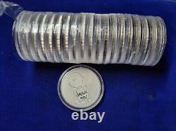(20) 2021 Peanuts Charlie Brown 1 oz. 999 Silver Coin Snoopy (FULL ROLL)