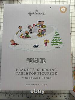 2023 Hallmark Peanuts Sledding Tabletop Figurine with Music and Motion NIB