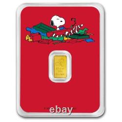 2025 PAMP Charlie Brown & Snoopy Peanuts 0.5g. 9999 Fine Gold Bar in TEP
