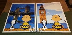 2x DEATH NYC ltd signed art print 45x32cm Charlie Brown Snoopy London vacation
