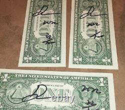 3x Death NYC Ltd US Currency DOLLAR Bill $1 Signed pop art charlie brown snoopy