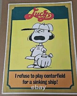 4 1969 Peanuts Baseball Posters Schulz Linus Lucy Snoopy Charlie Brown Vintage