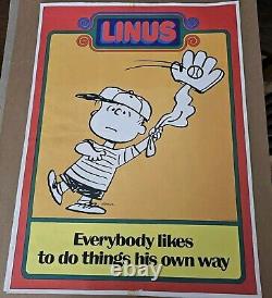 4 1969 Peanuts Baseball Posters Schulz Linus Lucy Snoopy Charlie Brown Vintage