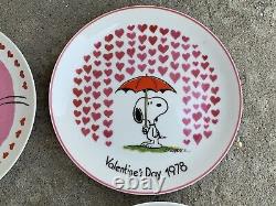 4 Plates Snoopy Peanuts Charlie Brown Valentines Mothers Day 1974 1975 1978 1979