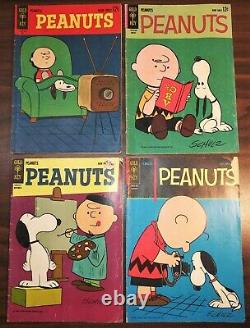 4 vintage comics PEANUTS Charles Schulz #1-4 Gold Key 1963 Snoopy Charlie Brown