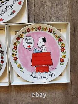 5 Plates Snoopy Peanuts Charlie Brown Mothers Day 1975 1976 1977 1978 1979