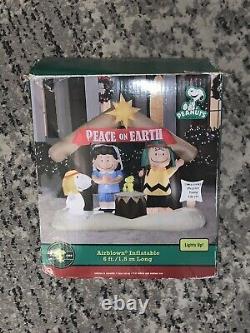 6 Ft PEANUTS NATIVITY MANGER SCENE SNOOPY CHARLIE BROWN LUCY. PLUG IN & INFLATE