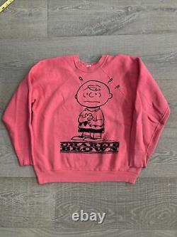 60s mayo SPRUCE Vintage Sweat Peanuts Charlie Brown Snoopy Pink L size
