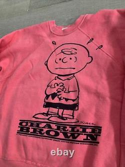 60s mayo SPRUCE Vintage Sweat Peanuts Charlie Brown Snoopy Pink L size