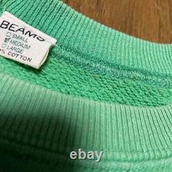 80s SNOOPY Peanuts Charlie Brown Sweatshirt Beams Green Length 65cm SZ M 2405Y