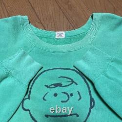 80s SNOOPY Peanuts Charlie Brown Sweatshirt Beams Green Length 65cm SZ M 2405Y