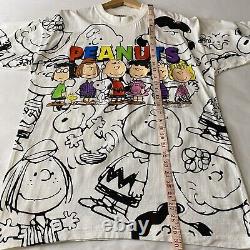90s Peanuts By Novel Teez Charlie Brown Snoopy VTG All Over Print T-shirt Sz XL