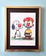 Aidan Flux Hand Signed Authentic Print Framed Snoopy And Charlie Brown Coa