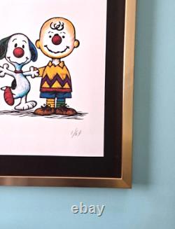 AIDAN FLUX Hand Signed Authentic Print Framed Snoopy and Charlie Brown COA