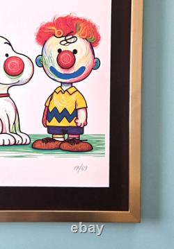 AIDAN FLUX Hand Signed Authentic Print Framed Snoopy and Charlie Brown COA