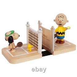 BOOKENDS Peanuts Snoopy Charlie Brown Tennis Court Hand Craft Sustain Wood