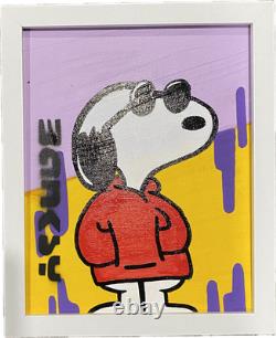 Banksy Graffiti Art Snoopy Peanuts Charlie Brown 9x11 Painting Free U. S. Ship