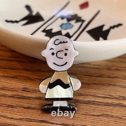 Beautiful Zuni Charlie Brown Snoopy Pendant Brooch 1.57 x 0.86 inches From Japan