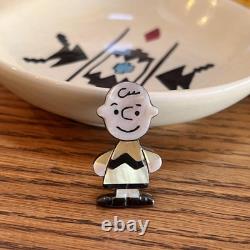 Beautiful Zuni Charlie Brown Snoopy Pendant Brooch 1.57 x 0.86 inches From Japan