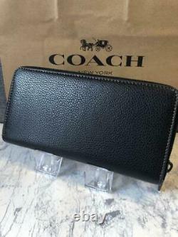 COACH x PEANUTS Snoopy BLACK Leather Zip Long Wallet Snoopy Charlie Brown