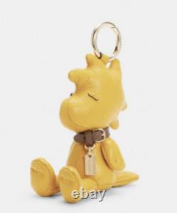 COACH x SNOOPY Peanuts Charlie Brown WOODSTOCK Leather Bag Charm Key Fob NWT