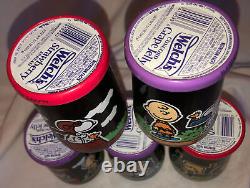 COMPLETE 5 WELCH'S PEANUTS Jelly JARS CHARLIE BROWN SNOOPY LINUS withLIDS UNOPENED