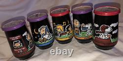 COMPLETE 5 WELCH'S PEANUTS Jelly JARS CHARLIE BROWN SNOOPY LINUS withLIDS UNOPENED