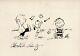 Charles M Schulz Charlie Brown Linus Snoopy & Woodstock Drawing Full Signed Coa