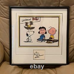 Charles Schulz Hand Drawn Signed Snoopy Sketch & Hand Inked Cel Of Charlie Brown