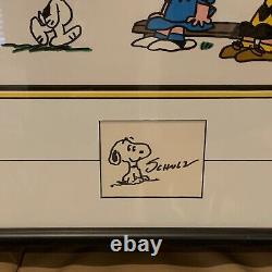 Charles Schulz Hand Drawn Signed Snoopy Sketch & Hand Inked Cel Of Charlie Brown