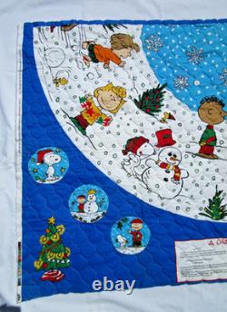 Charlie Brown Christmas Tree Skirt Set of 2 Quilted Fabric Panels Snoopy Lucy