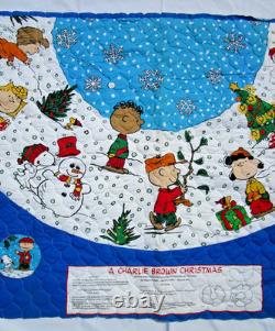 Charlie Brown Christmas Tree Skirt Set of 2 Quilted Fabric Panels Snoopy Lucy