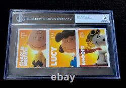 Charlie Brown Peanuts Movie Rare Card Strip Lucy Snoopy 2015 Si For Kids Bgs 5