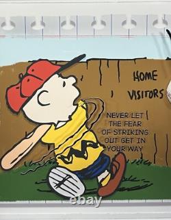 Charlie Brown Snoopy Framed 3D Real Baseball Photo Paper Quote Peanuts
