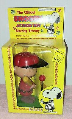 Charlie Brown action toy Batter toy Aviva 1974 MIB United Features Corp cool