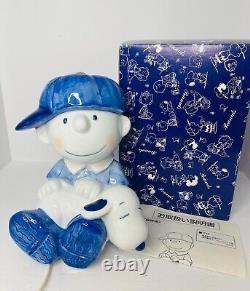 Charlie Brown and Snoopy Lamp nite Light Blue/white Japan
