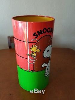 Cheinco Peanuts Charlie Brown Snoopy Woodstock Trash Can Waste Basket 1965 VTG