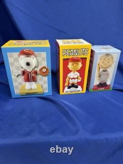 Cincinnati Reds Peanuts Bobblehead Lot Snoopy Charlie Brown Linus with Boxes