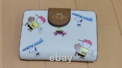 Coach Peanuts Snoopy Charlie Brown Bi-fold Leather Wallet White C4899 IMRZH