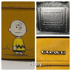 Coach Shoulder bag Yellow Leather Snoopy collaboration Charlie Brown USED Auth